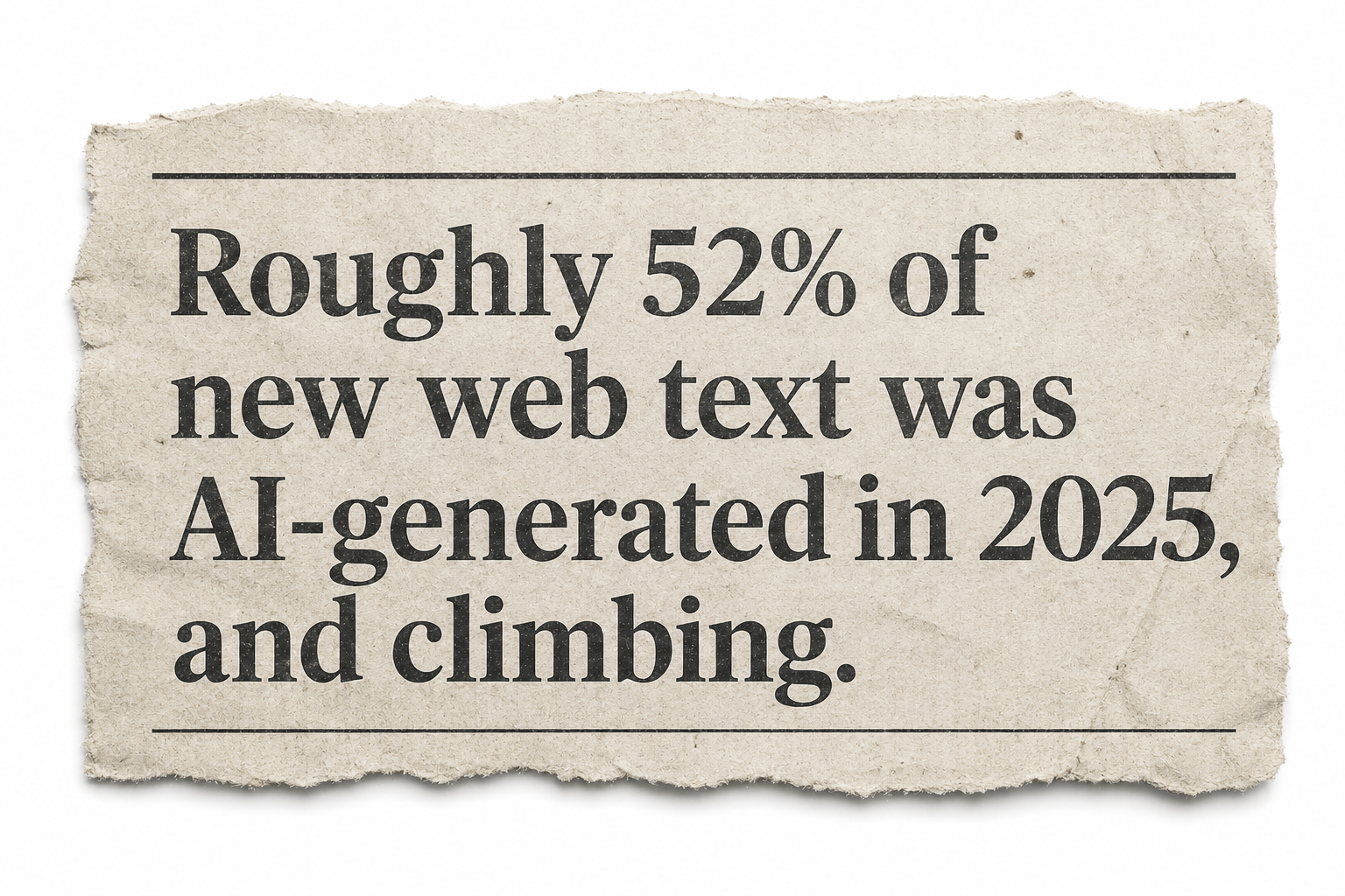 Roughly 52% of new web text was AI-generated in 2025
